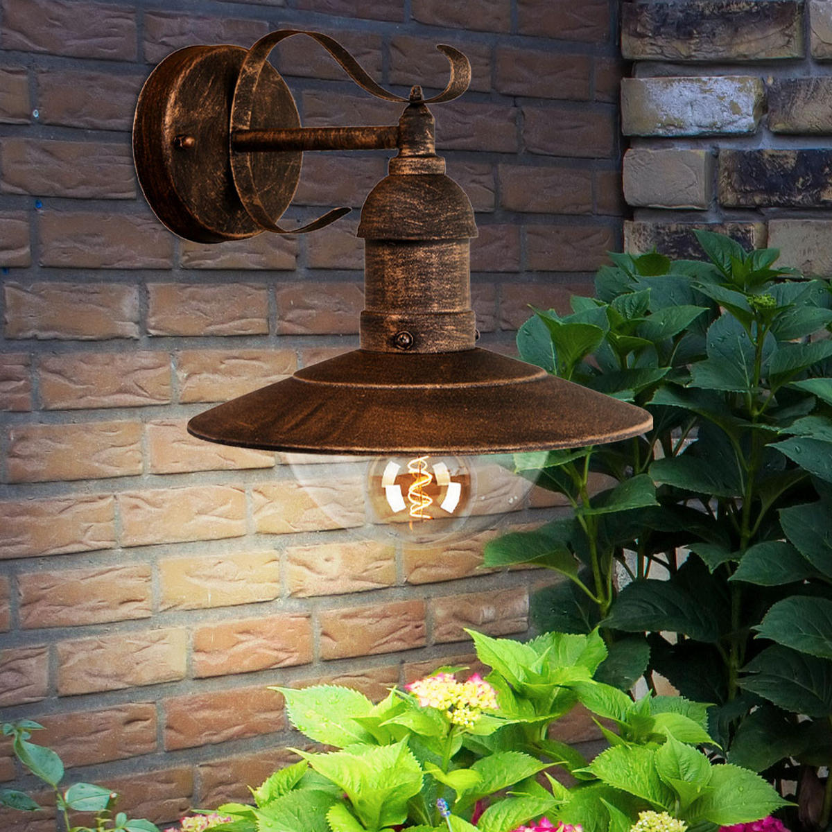 LED WANDLEUCHTE Amrum Schwarz Gold - Braun, Metall (27.2/24/25.6cm)