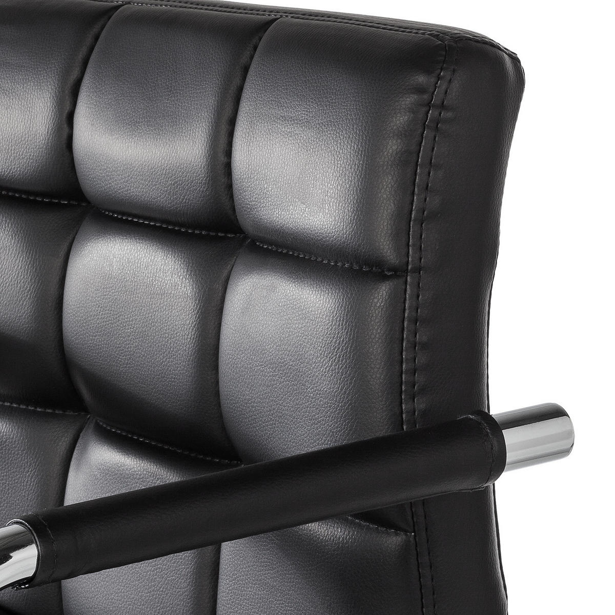 BARSTUHL - Metall / Kunstleder - Chromfarben/Schwarz, Leder/Kunststoff (53/96/49cm) - home24