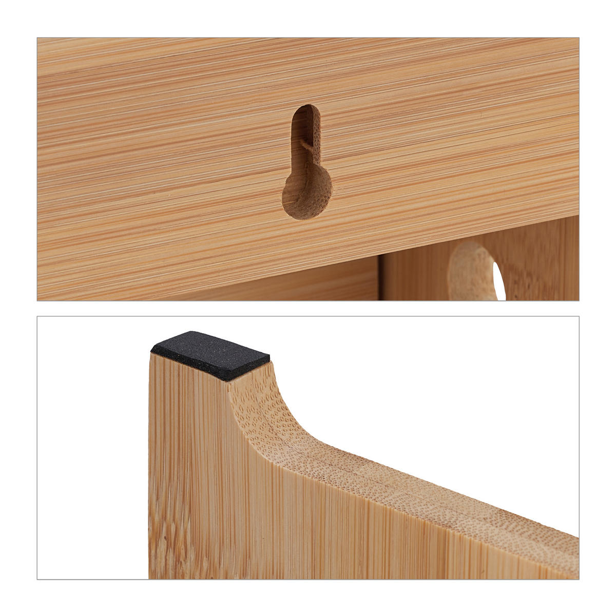 WANDROLLENHALTER - Hellbraun, Holz/Kunststoff (40/40/11.5cm) - Relaxdays