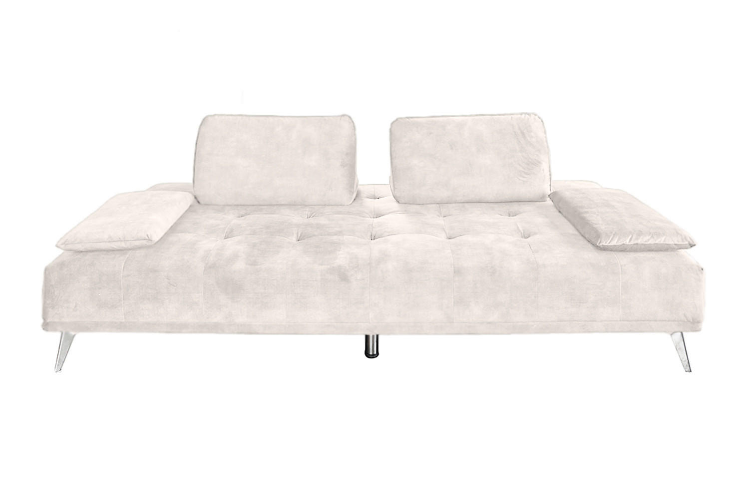 SOFA WIOLO Cremeweiß Velvet - Silberfarben/Creme, Textil/Metall (240/80/110cm) - KAWOLA