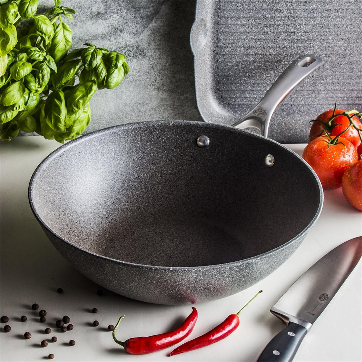 WOK Grau 50/31/10 cm 750028150 - Grau, Metall (30cm) - Ballarini