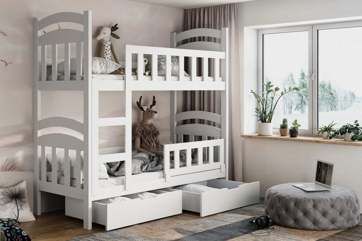 VYSOKÁ Postel DUMBO 75x180 s úložným prostorem, Bílá - bílá, dřevo (75/180cm) - MASSENO