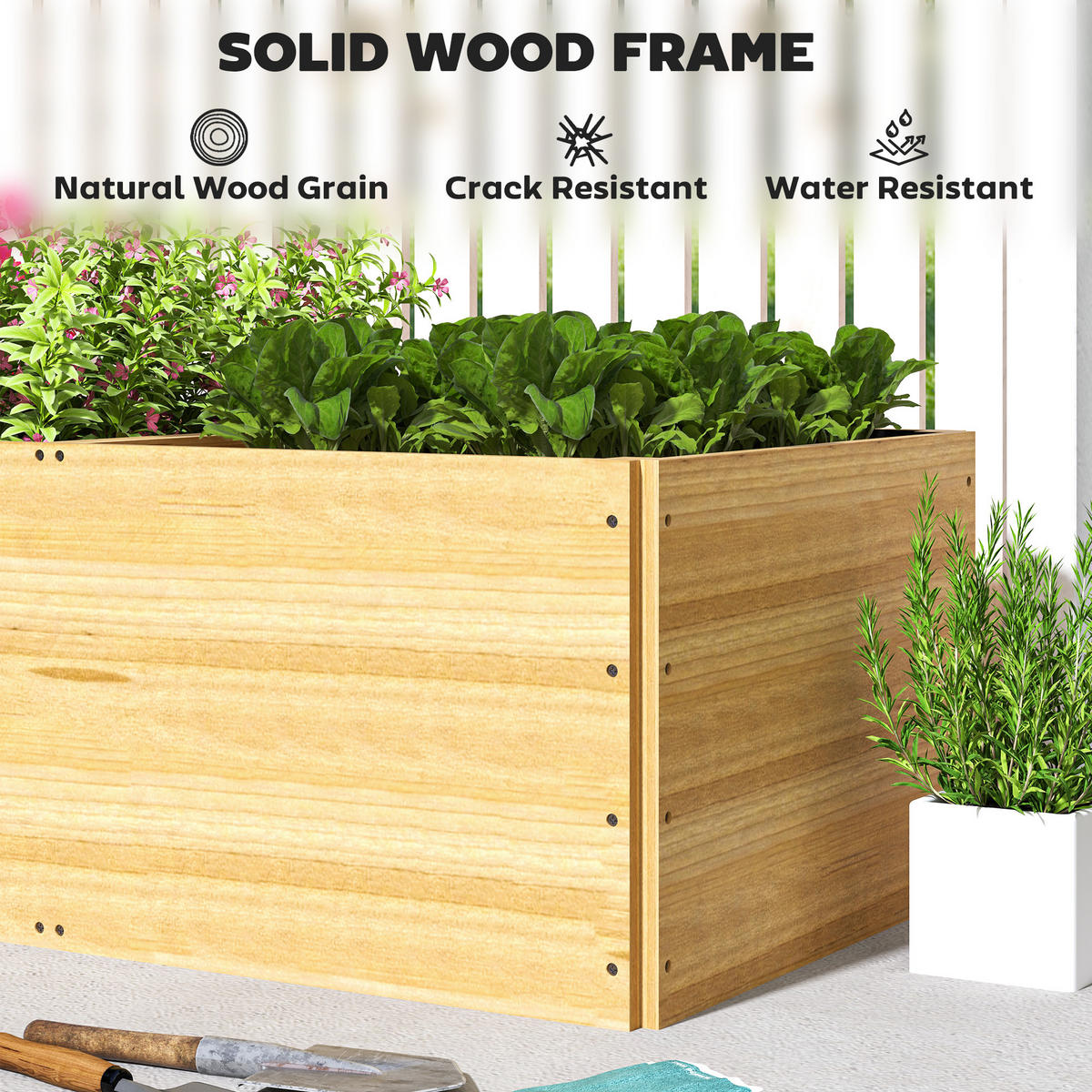 HOCHBEET mit 3 Pflanzzonen - Naturfarben, Holzwerkstoff (60/40/140cm) - Outsunny