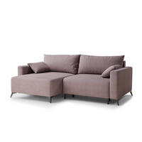 ECKSOFA MIT SCHLAFFUNKTION Leon Lila Samtstoff - Flieder/Schwarz, Holz/Holzwerkstoff (148/239cm) - Maison de Reve