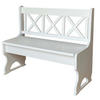 LANDHAUSBANK aus Kiefernholz mit Kreuzlehne, Weiss, 105 cm - Weiß, Holz (105/86/36cm)