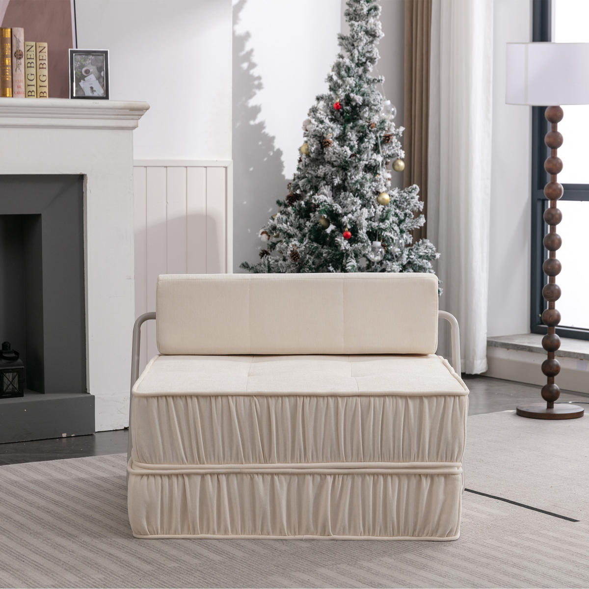 SCHLAFSOFA mit Schlaffunktion aus Chenille, modular kombinierbar mit abnehmbarem Rückenkissen - Weiß, Textil (92/64/92cm) - EVRYAE