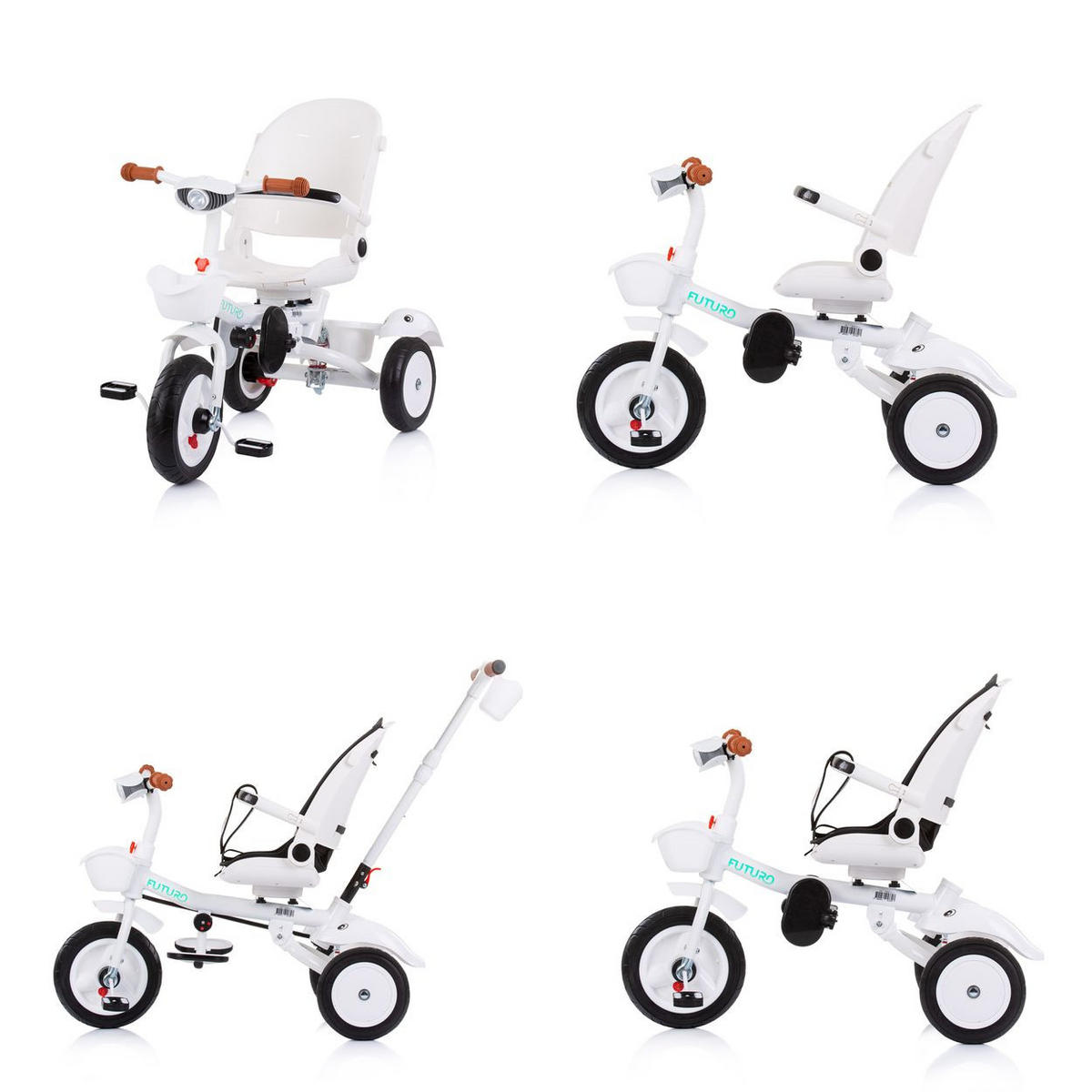 DREIRAD Futuro 2 in 1 faltbar grün Becherhalter, Musik, Licht, Gummiräder - Grün, Metall (90/50/95cm) - Chipolino
