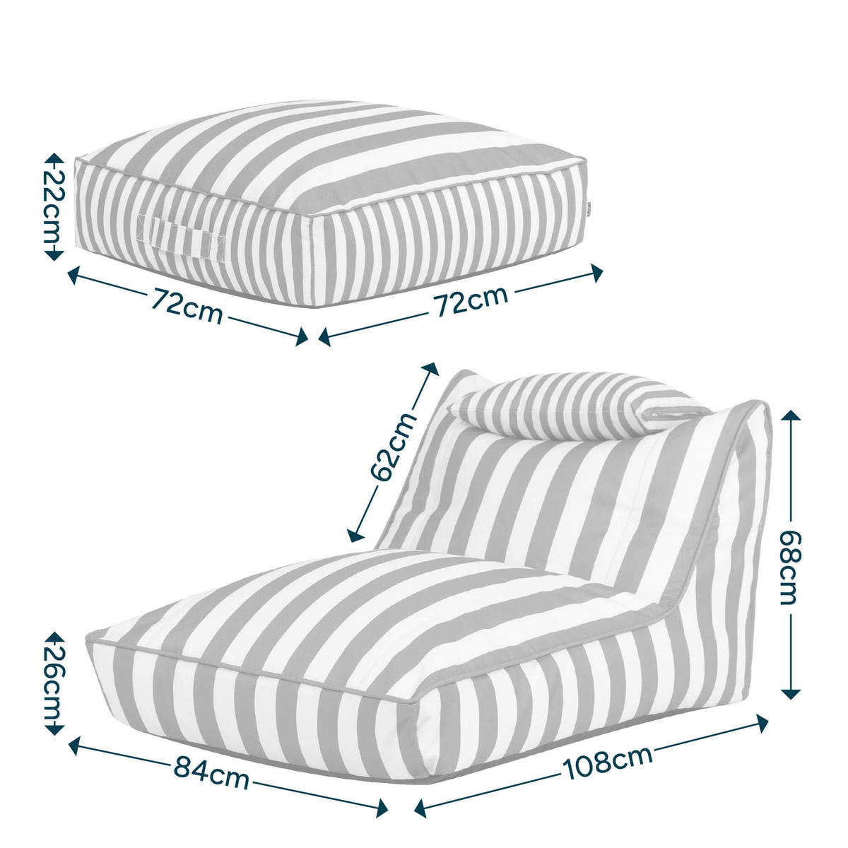 SITZSACK Outdoor mit Bodenkissen Nova - Olivgrün, Textil (84/68/180cm) - icon