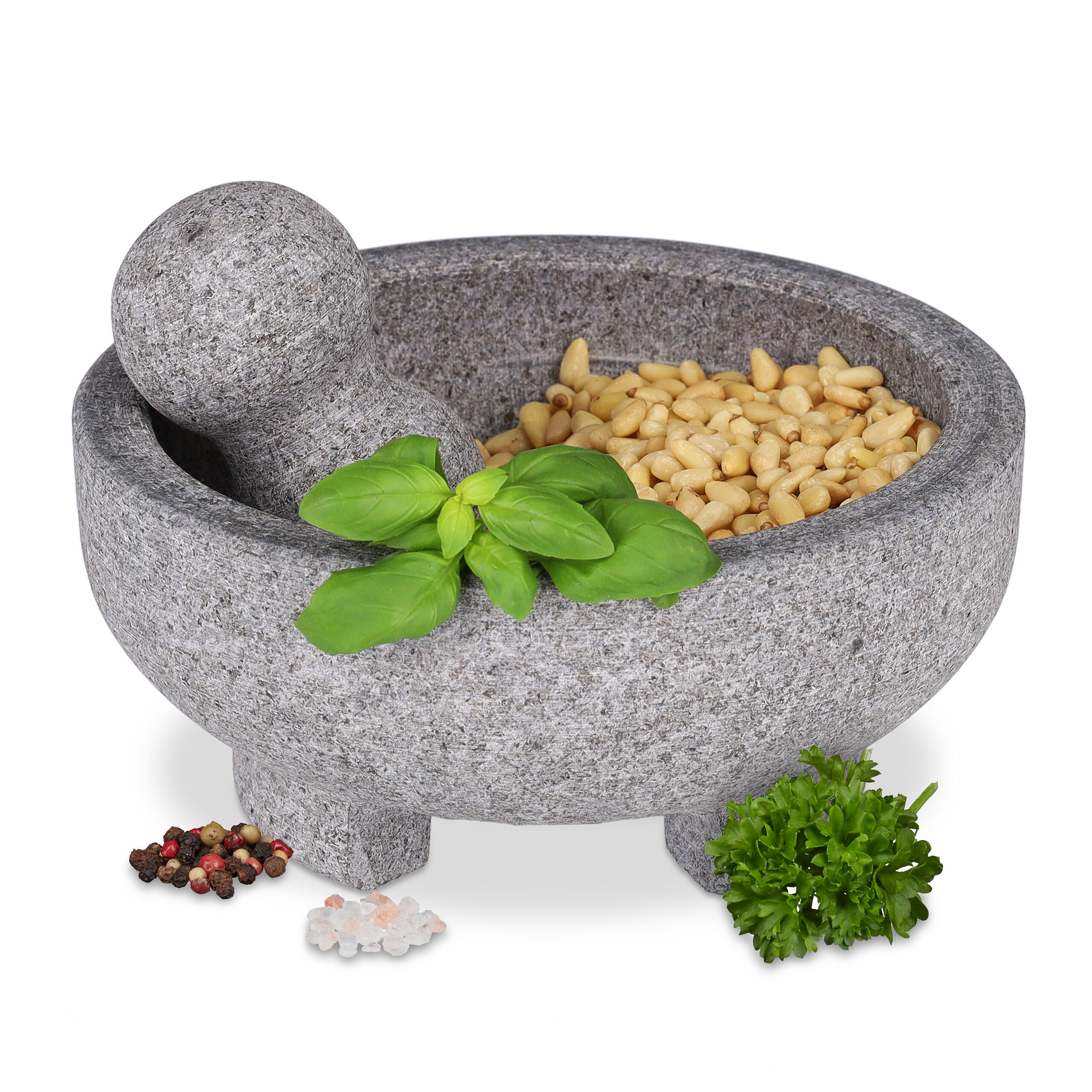 MÖRSER - Grau, Stein (20/9/20cm) - Relaxdays