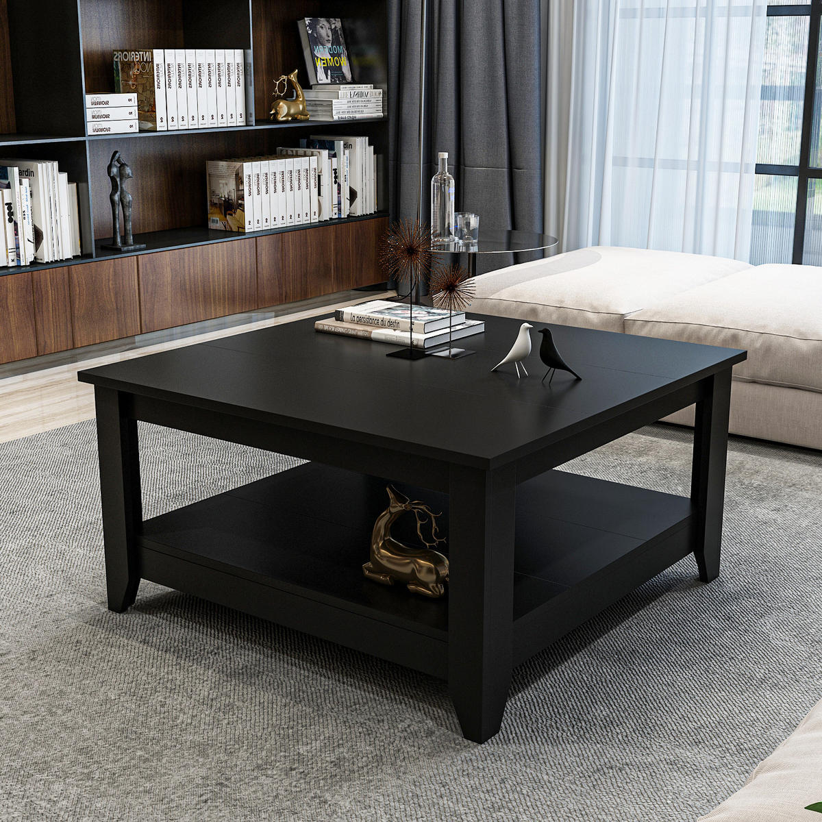 COUCHTISCH Lea Schwarz - Schwarz, Holzwerkstoff (90/90/46.8cm) - Decorotika