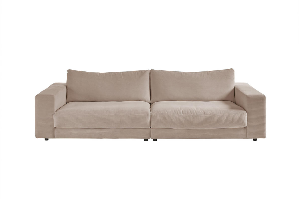 SOFA 3-SITZER MADELINE Taupe Cord - Taupe/Schwarz, Textil (290/85/127cm) - KAWOLA