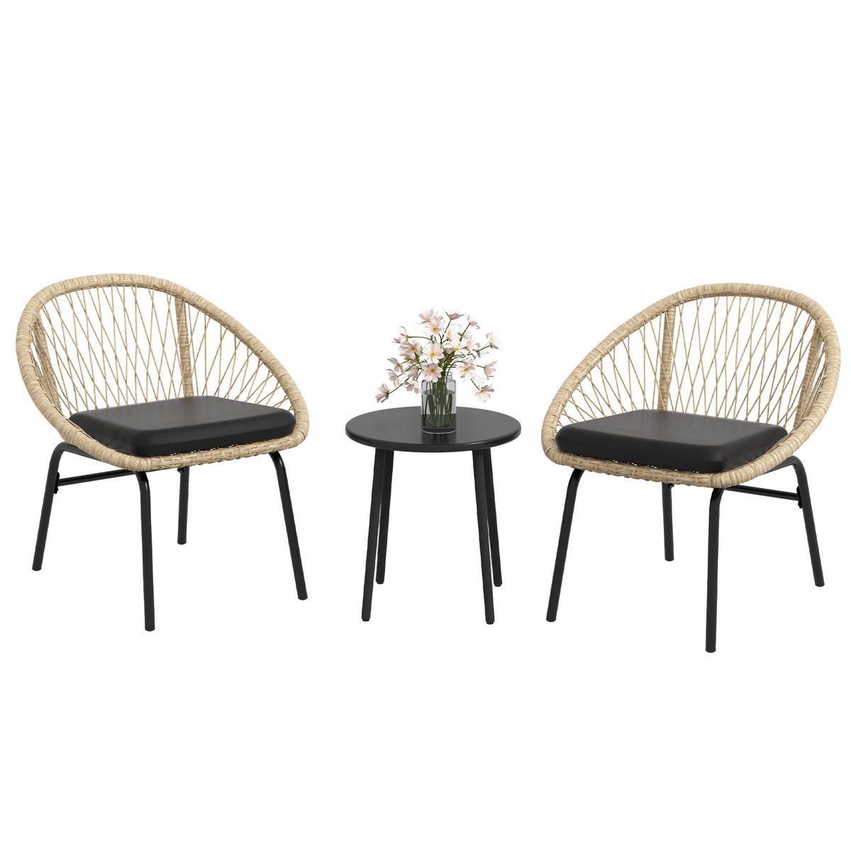 GARTENMÖBEL-SET für Balkon, Terrasse, Polyester, Gelb - Gelb, Kunststoff - Outsunny