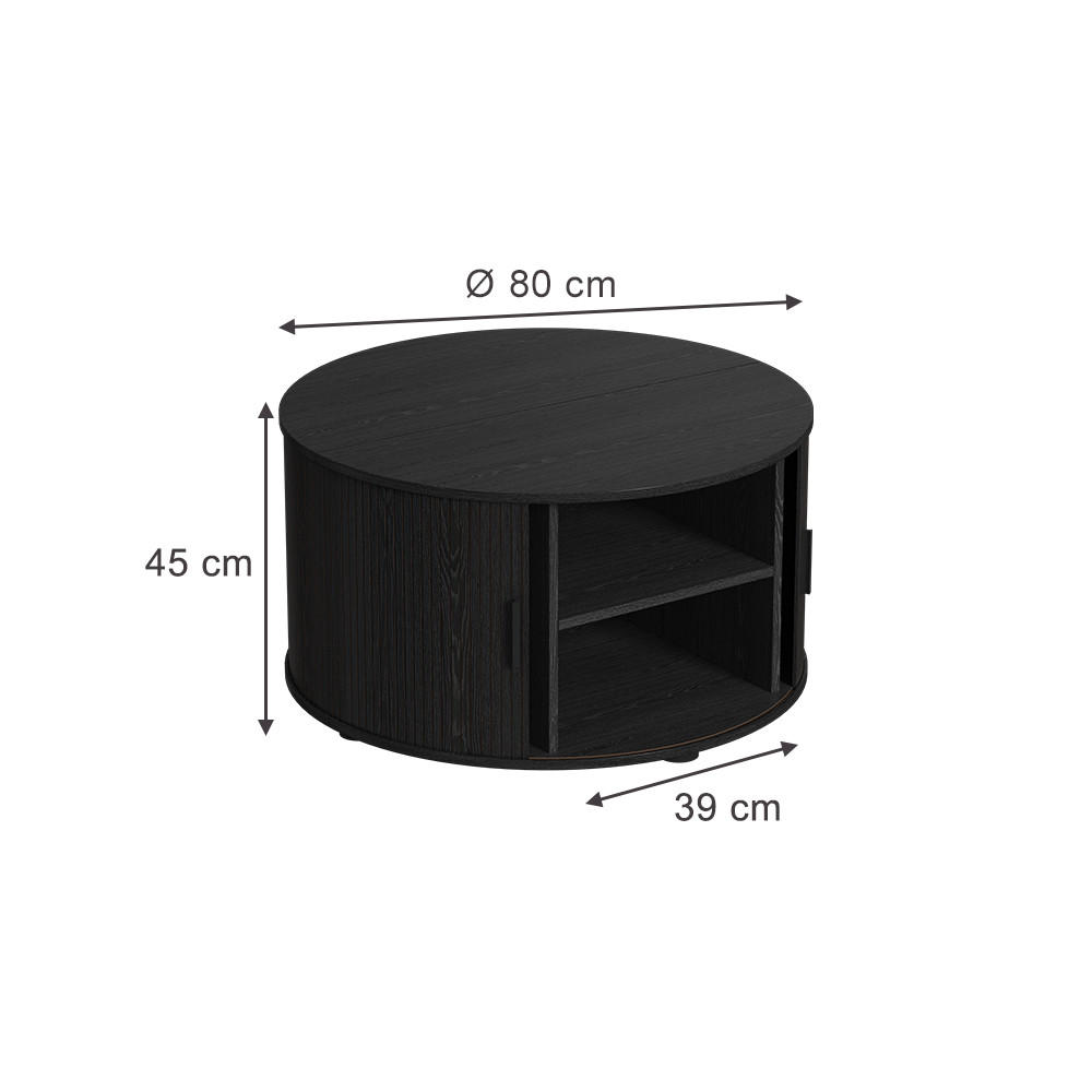COUCHTISCH Selva Schwarz 80 x 80 cm mit Schiebetür - Schwarz, Holzwerkstoff (80/80/45cm) - Vicco