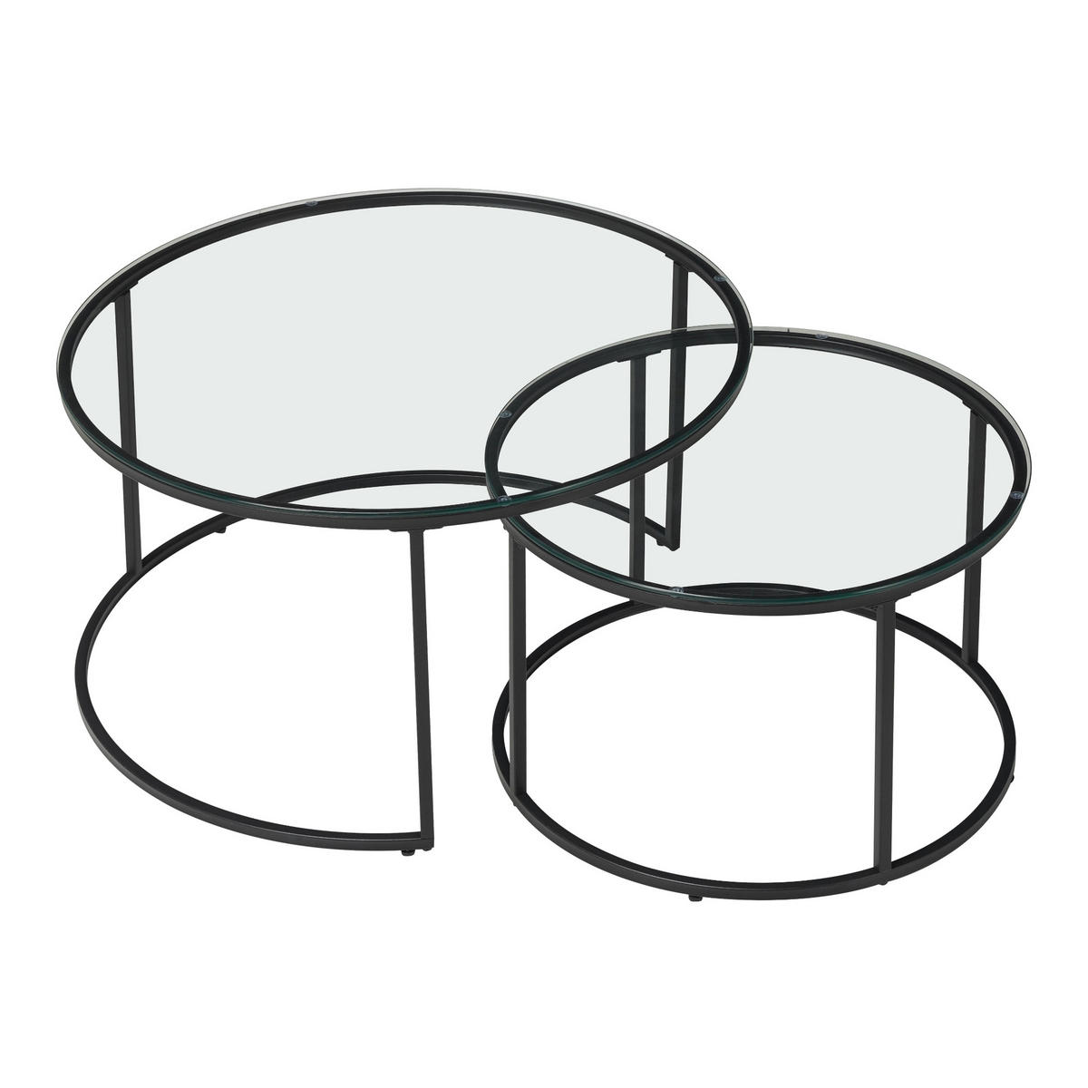 COUCHTISCH-SET 2 TLG. Kokkola - Klar, Metall (80/80/45cm) - [en.casa]