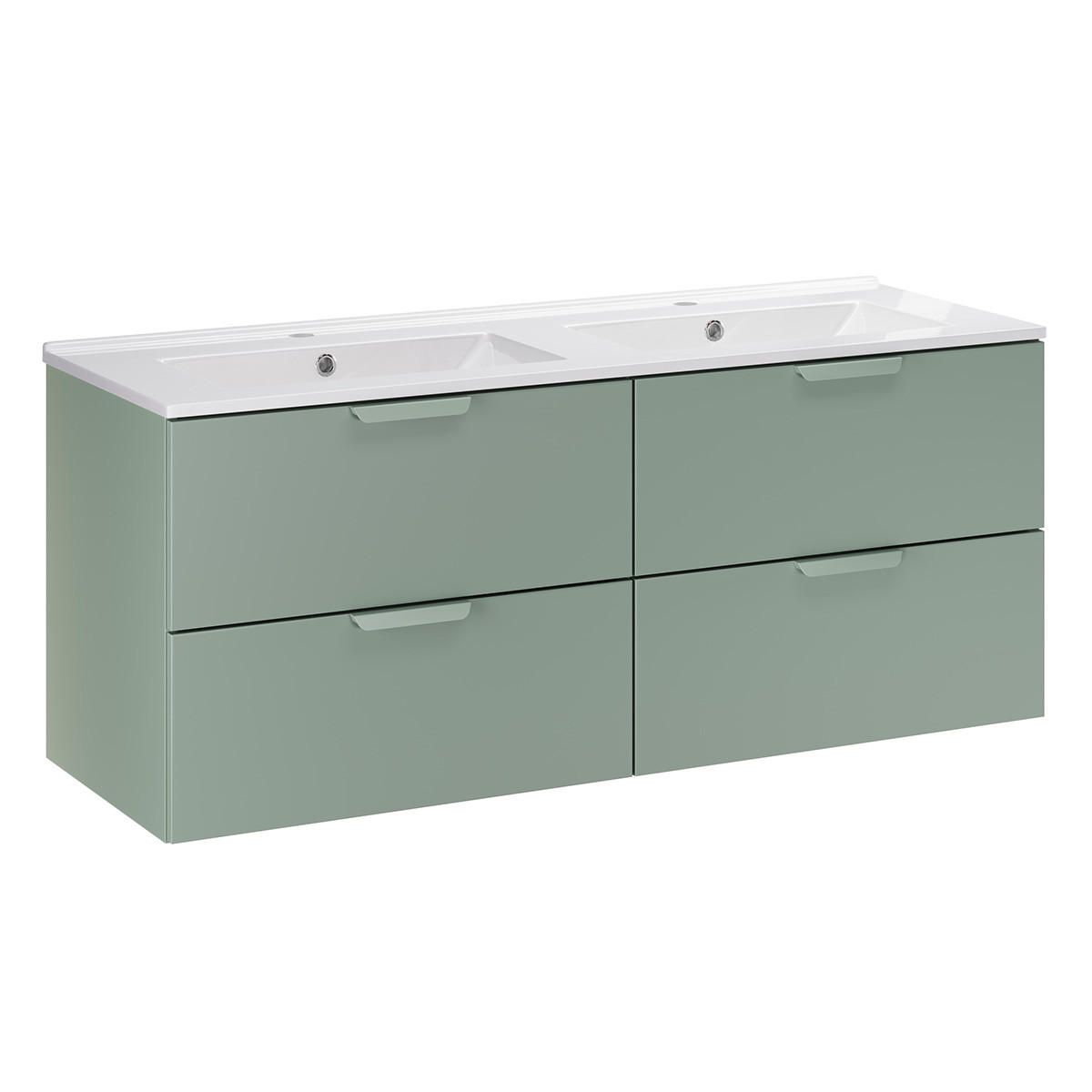 BADMÖBEL 121cm Oria 2er-Set Grün - Grün, Holzwerkstoff (121/50/46cm) - Petits-meubles