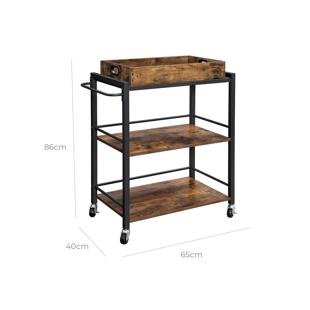 SERVIERWAGEN KÜCHENWAGEN - Braun, Holzwerkstoff (40/86/65cm) - Hansiro