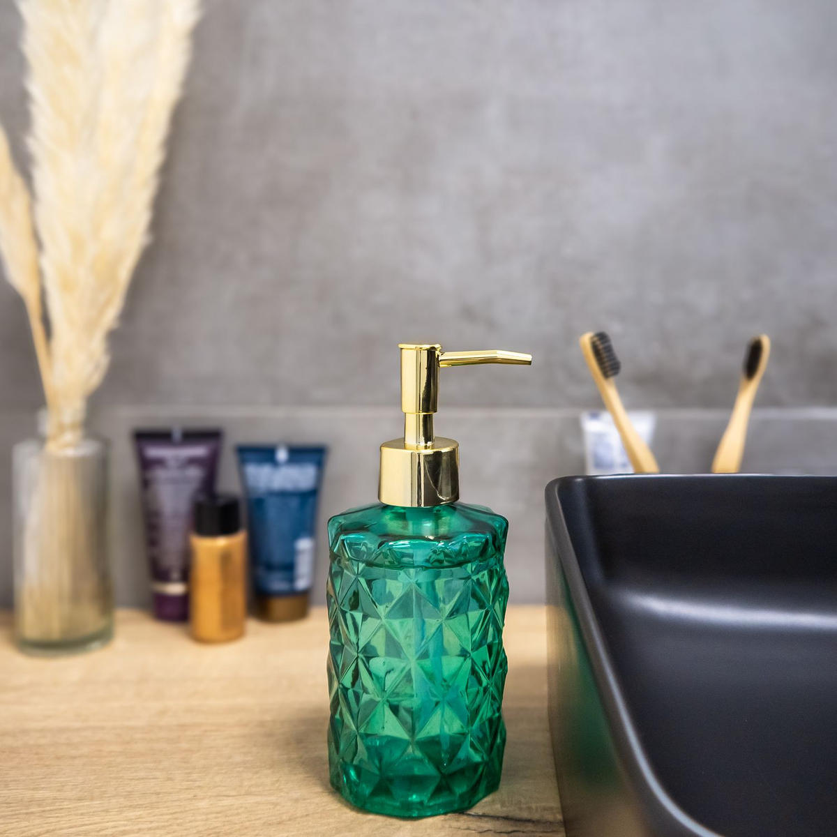 SEIFENSPENDER 310ml - Grün, Glas (7.2/18.2/8.2cm) - Intirilife