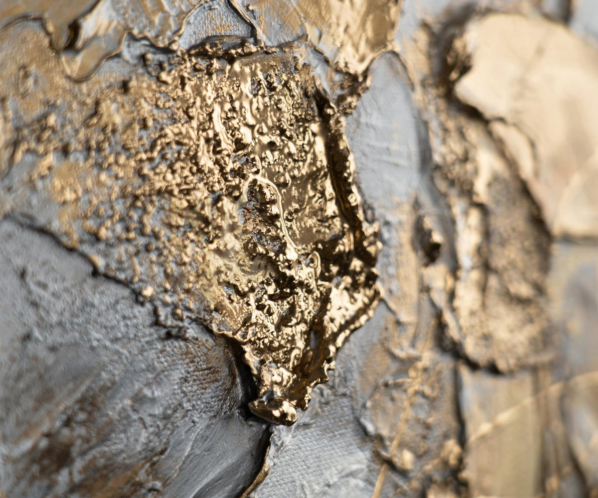 GEMÄLDE Funkelnde Schattierungen Schattenfugenrahmen Gold 300x140 3-teilig - Goldfarben, Holz (300/140cm) - YS-art gallery