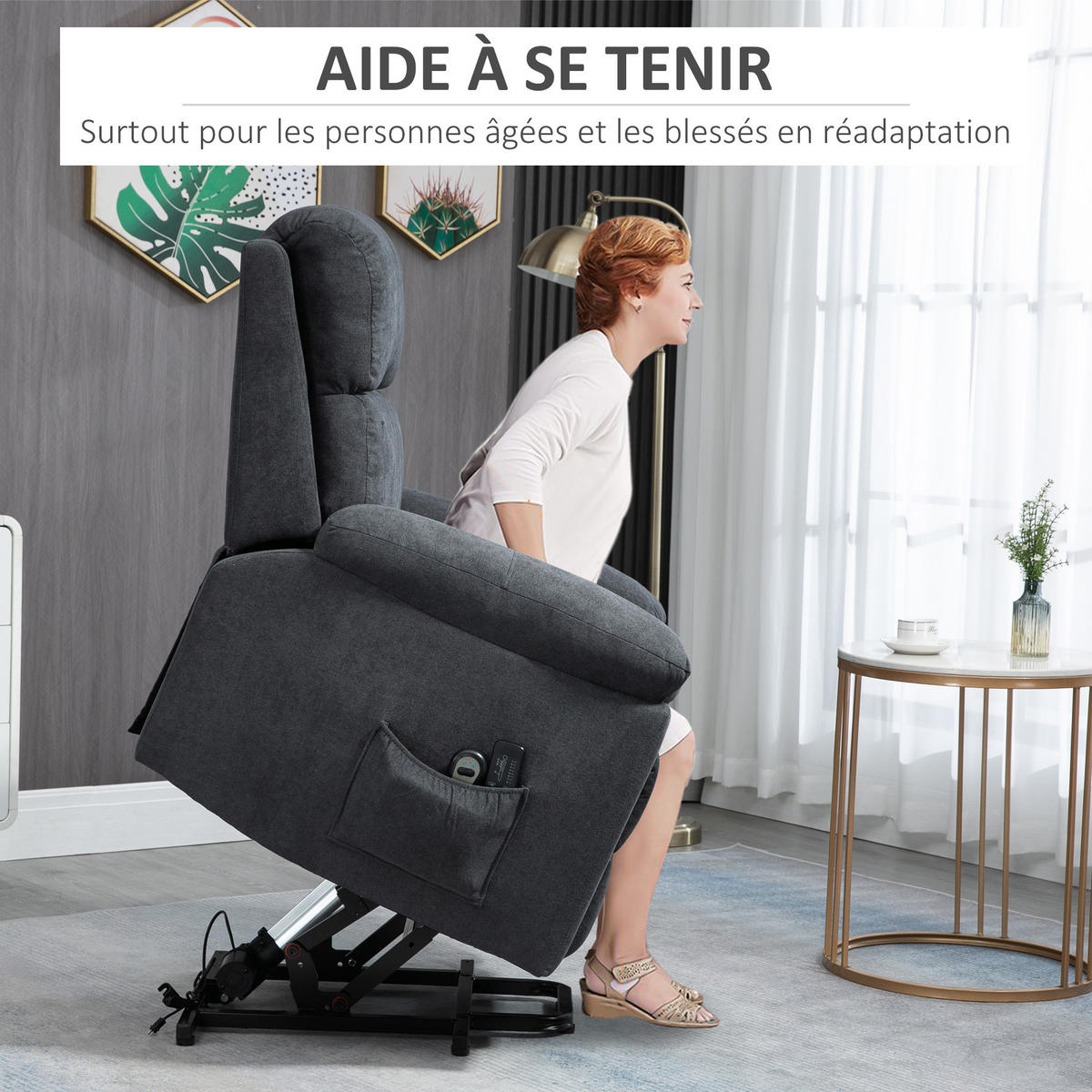 MASSAGESESSEL DE-15446 elektrisch mit Massage und Aufstehhilfe Grau - Grau, Metall (99/103/89cm) - ComfortXL