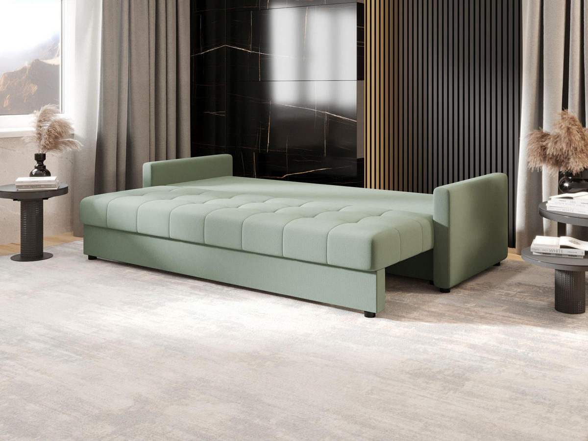 SOFA MOS mit Schlaffunktion COSMIC 16 mit Stauraum - Hellgrün, Textil (84/72/220cm) - Bedante