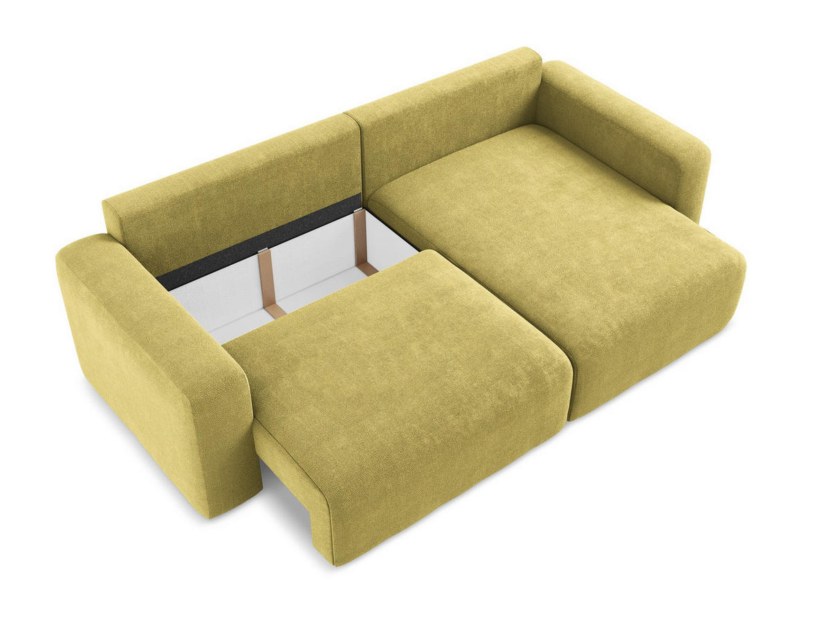 ECKSOFA mit Schlaffunktion rechts Chenille Stoff Grün - Limette/Schwarz, Kunststoff/Textil (244/149cm) - Makamii