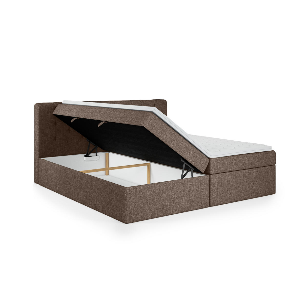 BOXBETT Doppelbett Pekin Braun 180x200 cm - Braun, Textil (180/200cm) - Fedve