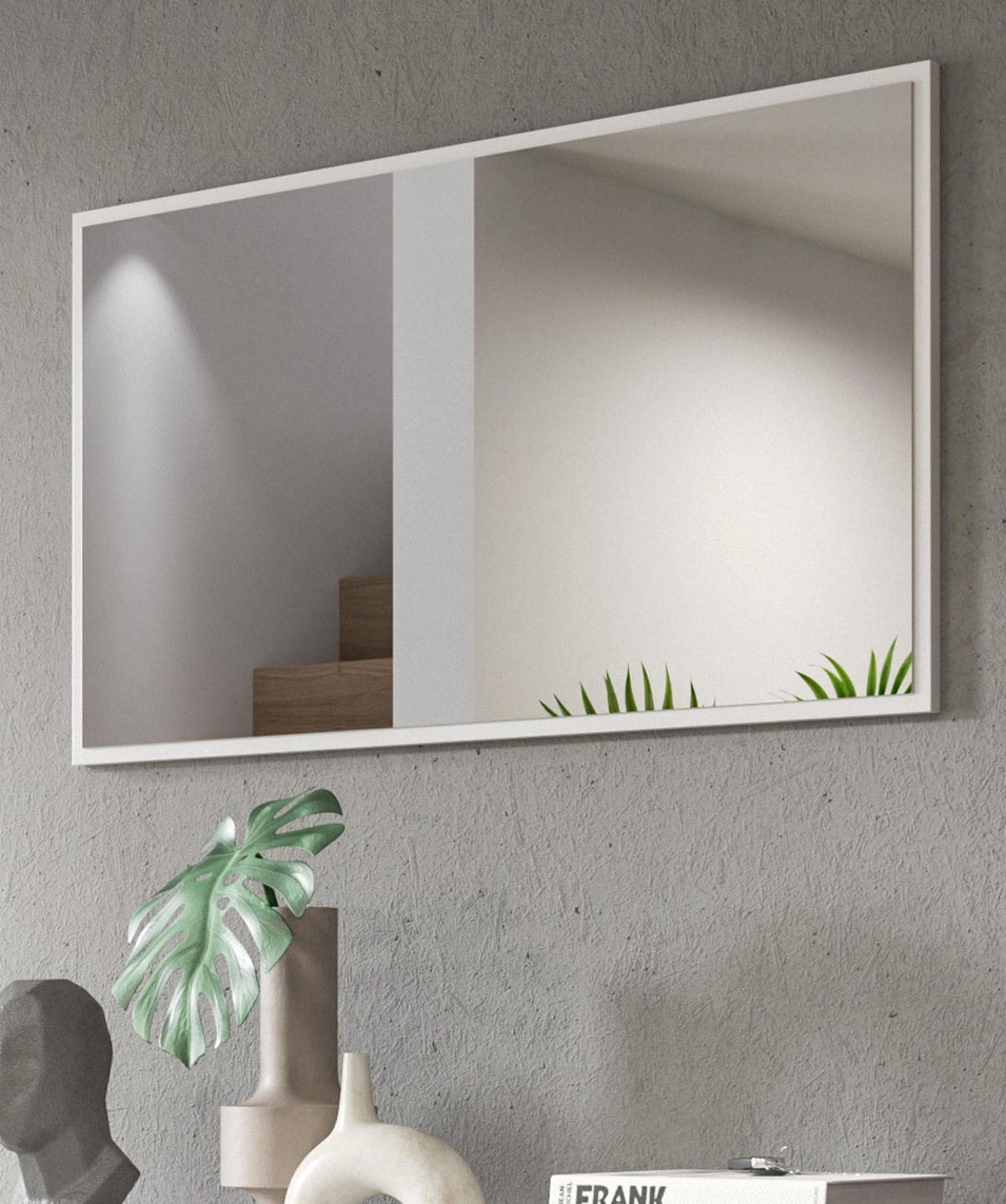 SPIEGEL weiß 92 x 52 cm, Wandspiegel mit Rahmen - Weiß, Glas/Holzwerkstoff (92/52/2cm) - Inn.Furn