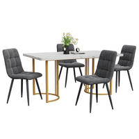 ESSGRUPPE Esstisch 4 Stühle MDF Weiß Grau 140x80cm - Grau, Holzwerkstoff (140/75/80cm) - FLIEKS