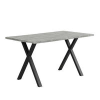 JÍDELNÍ stůl z MDF a kovu 140x80x76 cm šedý/černý s kříženou podnoží v betonovém vzhledu - šedá, kompozitní dřevo (140/80/76cm) - Modfu
