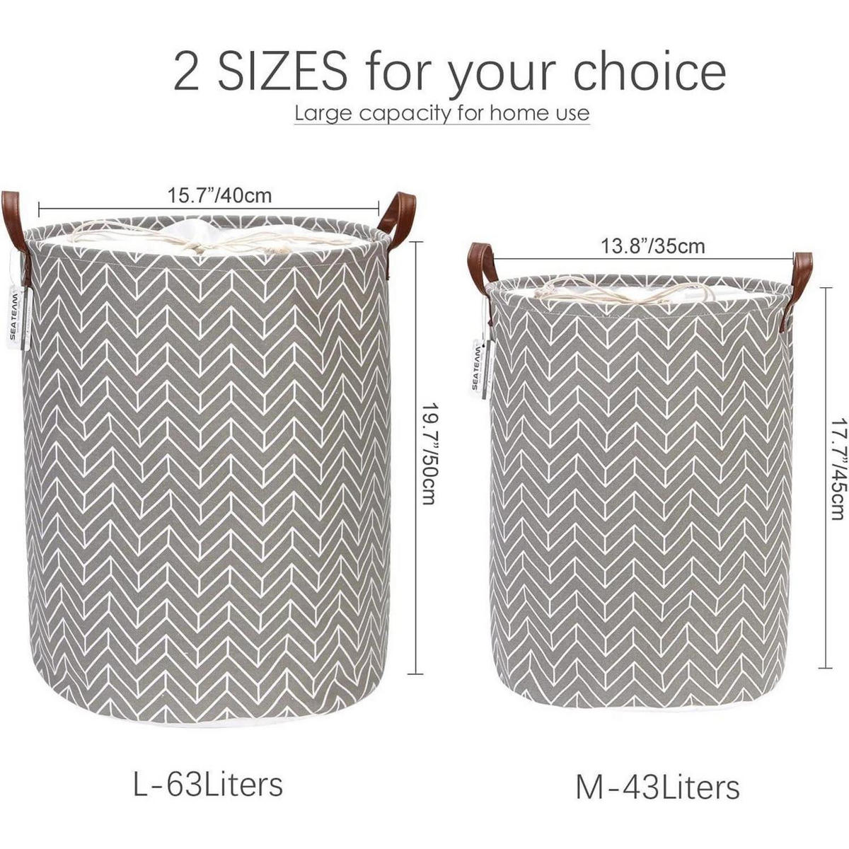WÄSCHEKORB Grau Pfeilmuster 43 Liter - Grau, Textil (35.1/45/45cm)