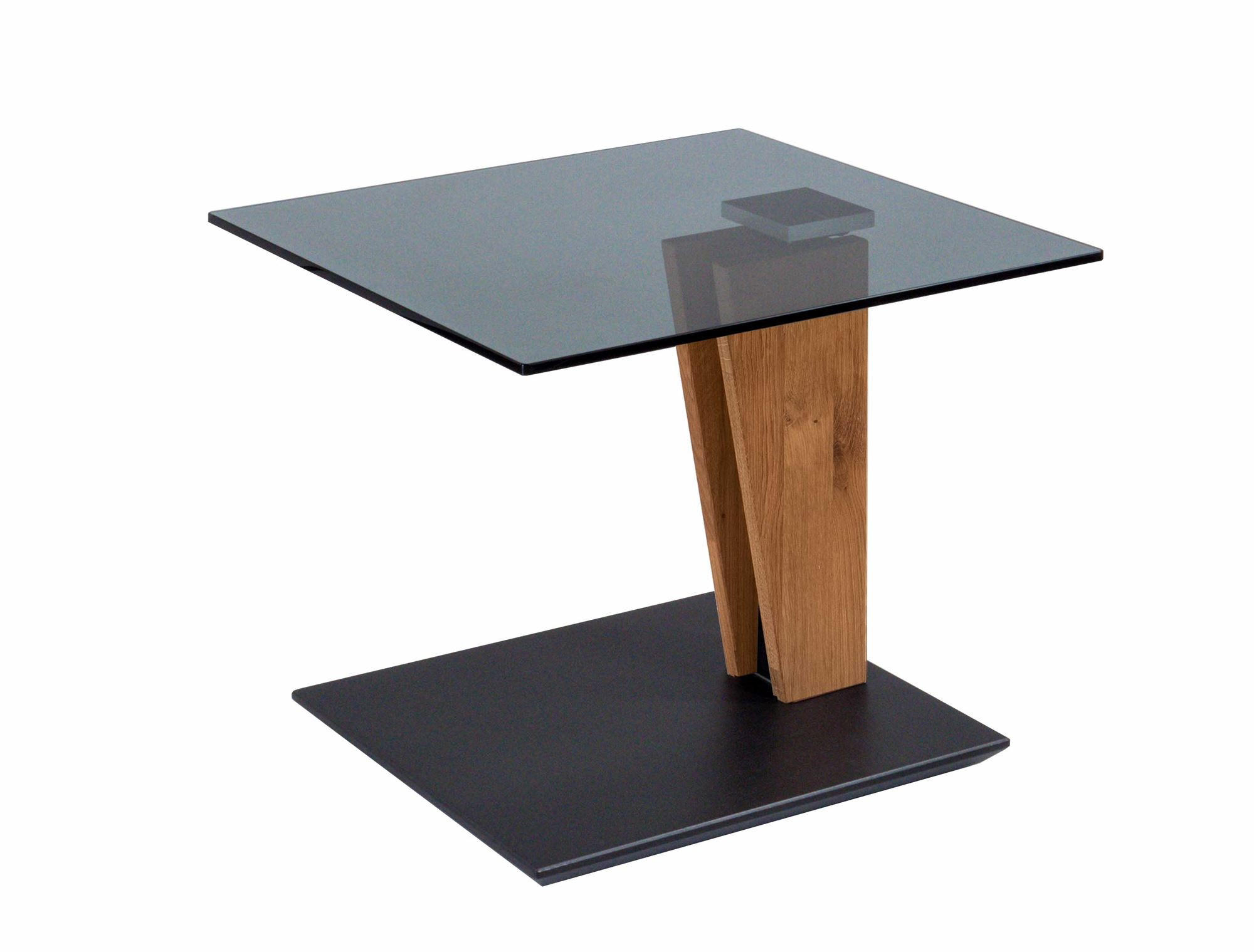 BEISTELLTISCH höhenverstellbar Clio 55x47x47 Parsolglas Wildeiche/Grau - Wildeiche/Grau, Glas (55/47/47cm) - 58aufmkessel