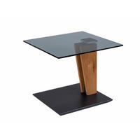 BEISTELLTISCH höhenverstellbar Clio 55x47x47 Parsolglas Wildeiche/Grau - Wildeiche/Grau, Glas (55/47/47cm) - 58aufmkessel