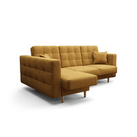 ECKSOFA KONGO RBN12, Eckcouch in L-Form mit Schlaffunktion, Farbe: Gelb, Velourstoff, Ottomane Links - Gelb, Textil (225/158cm) - O-Sofa