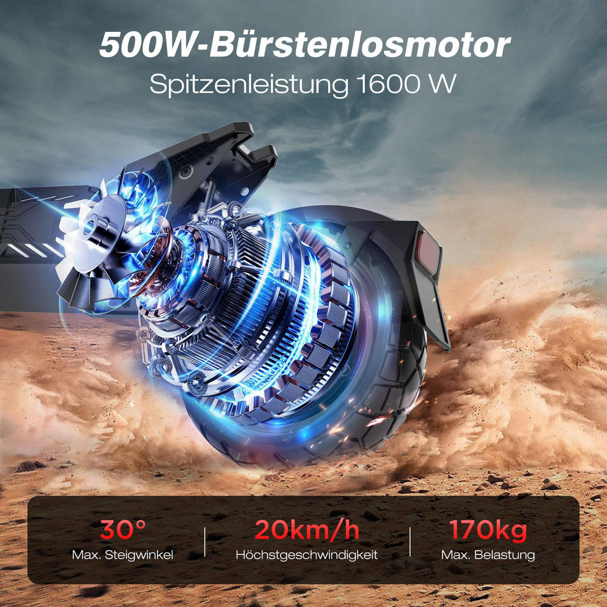 E-SCOOTER H10 ABE 20,8Ah Max 90km - Schwarz, Metall (68/140/125cm) - HITWAY