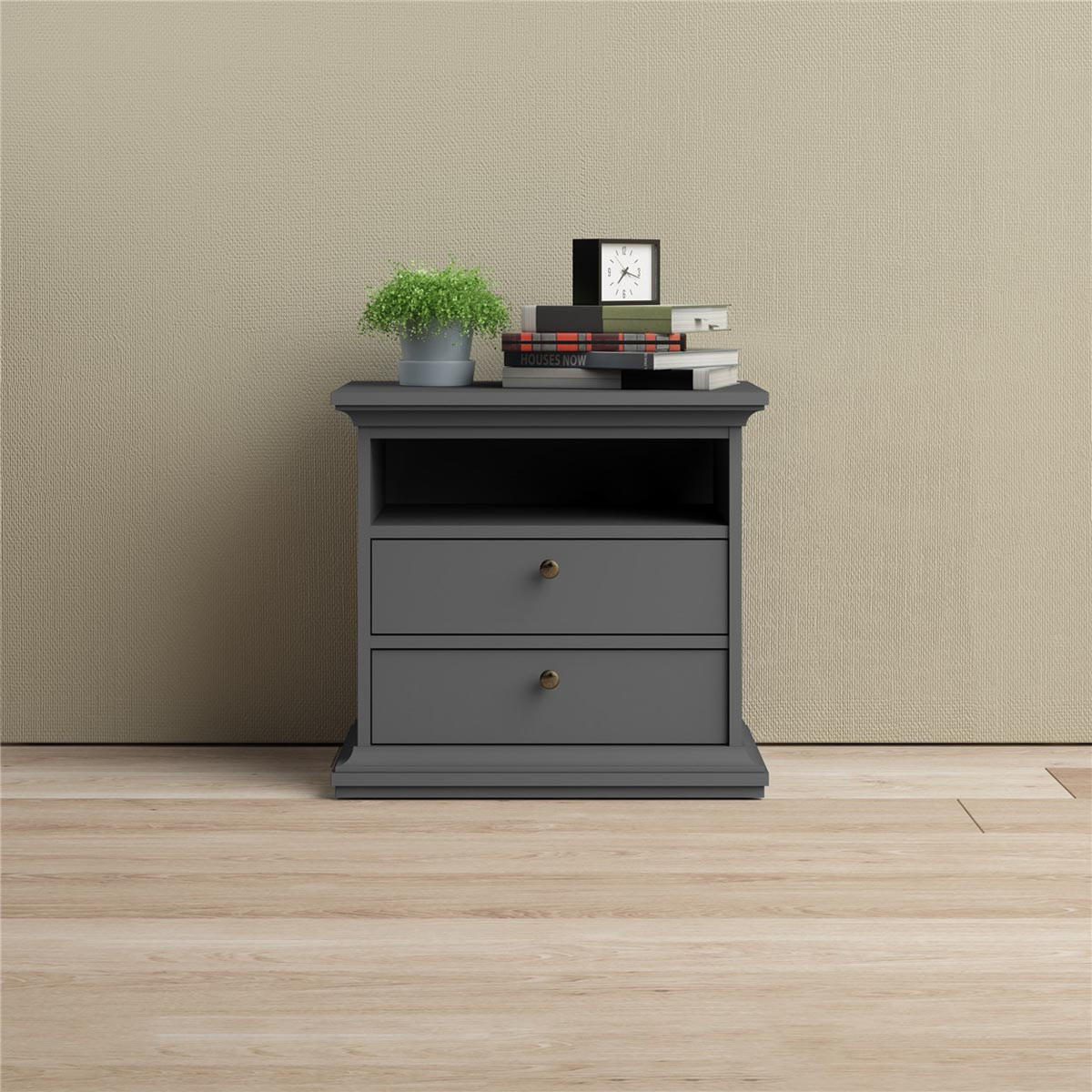 NACHTSCHRANK mattgrau - Grau, Holzwerkstoff (63/59/40cm) - ebuy24