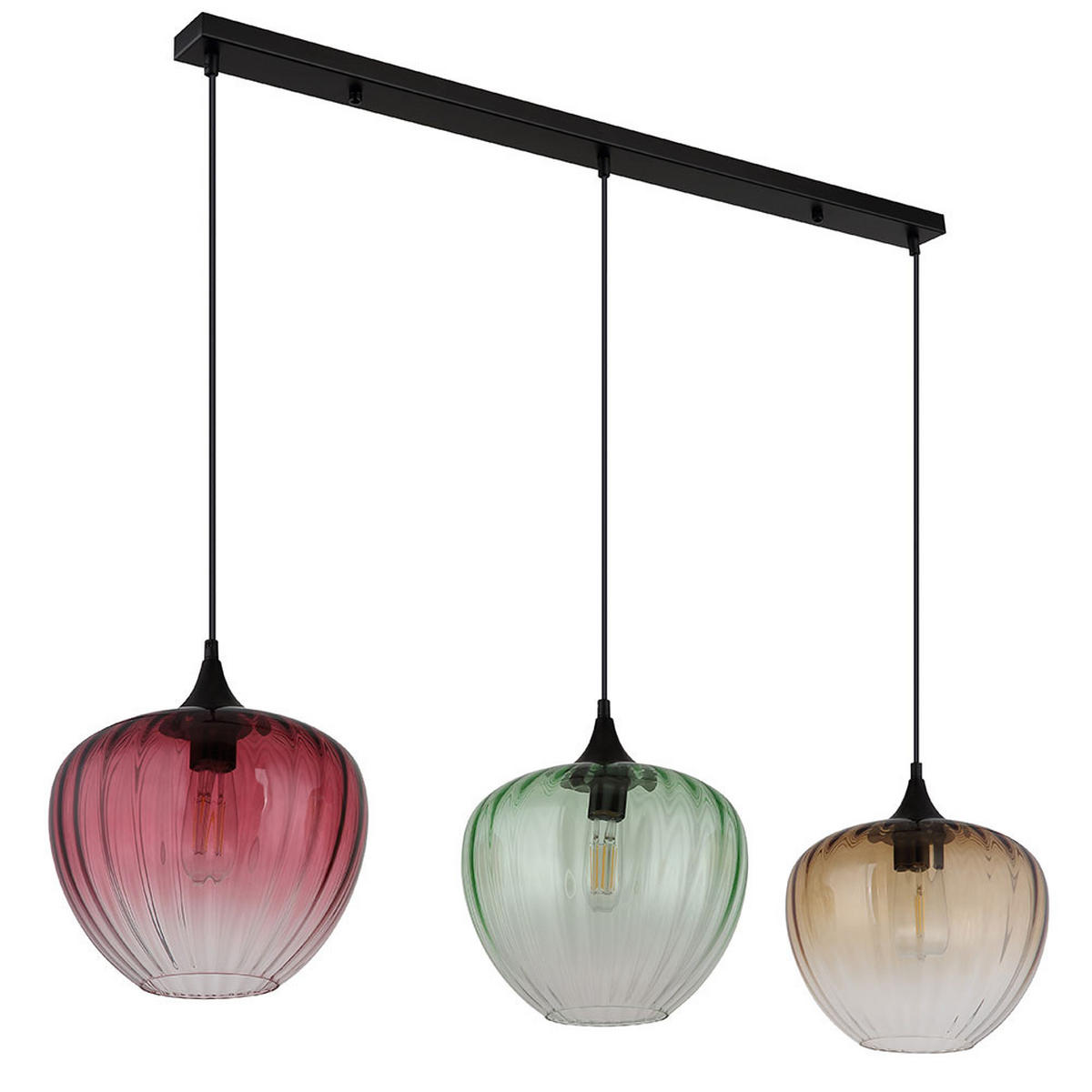 LED PENDELLEUCHTE SOLVEIG Metall Schwarz höhenverstellbar - Schwarz, Glas (119/29/150cm) - Globo Lighting