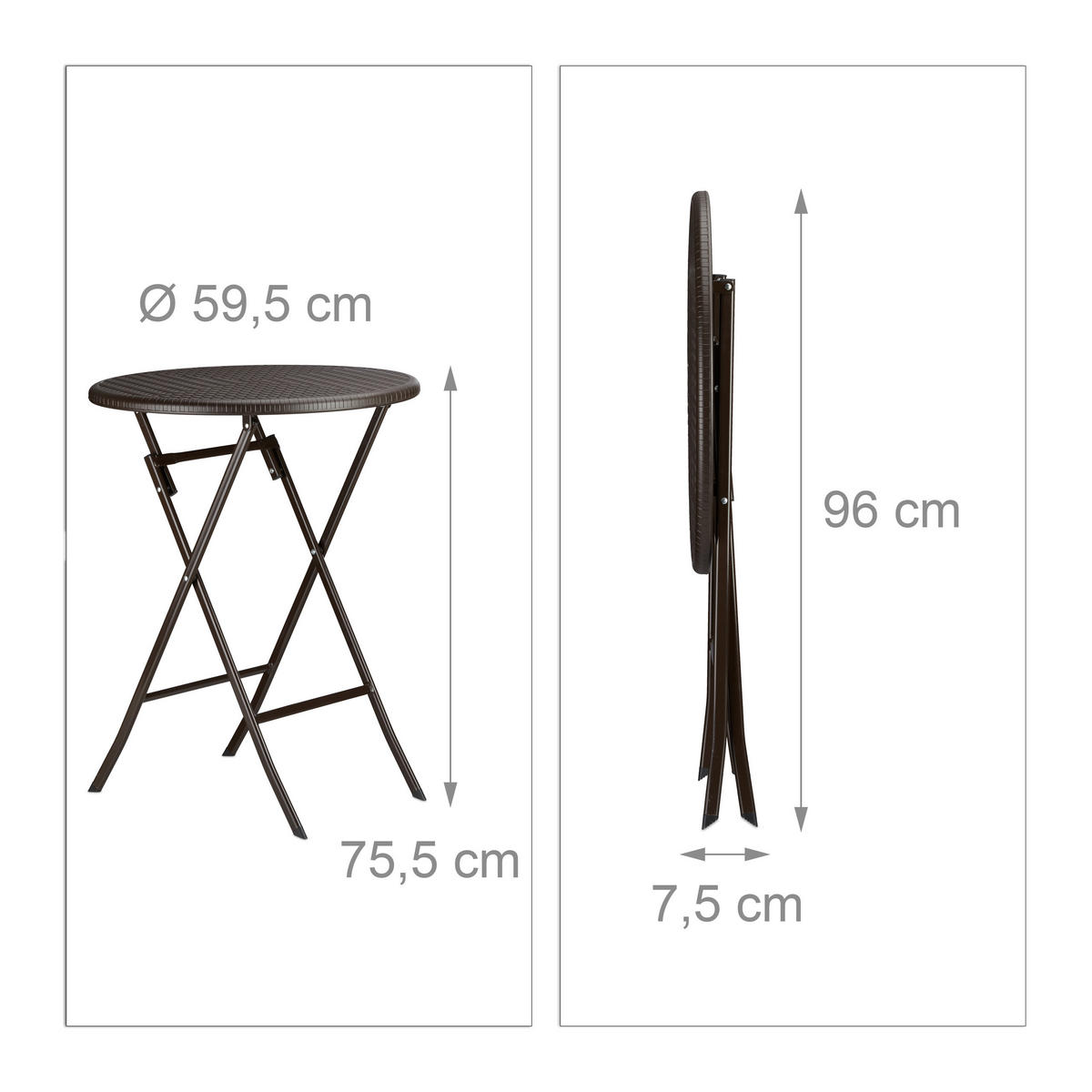 GARTENMÖBEL Set - Dunkelbraun, Kunststoff/Metall - Relaxdays