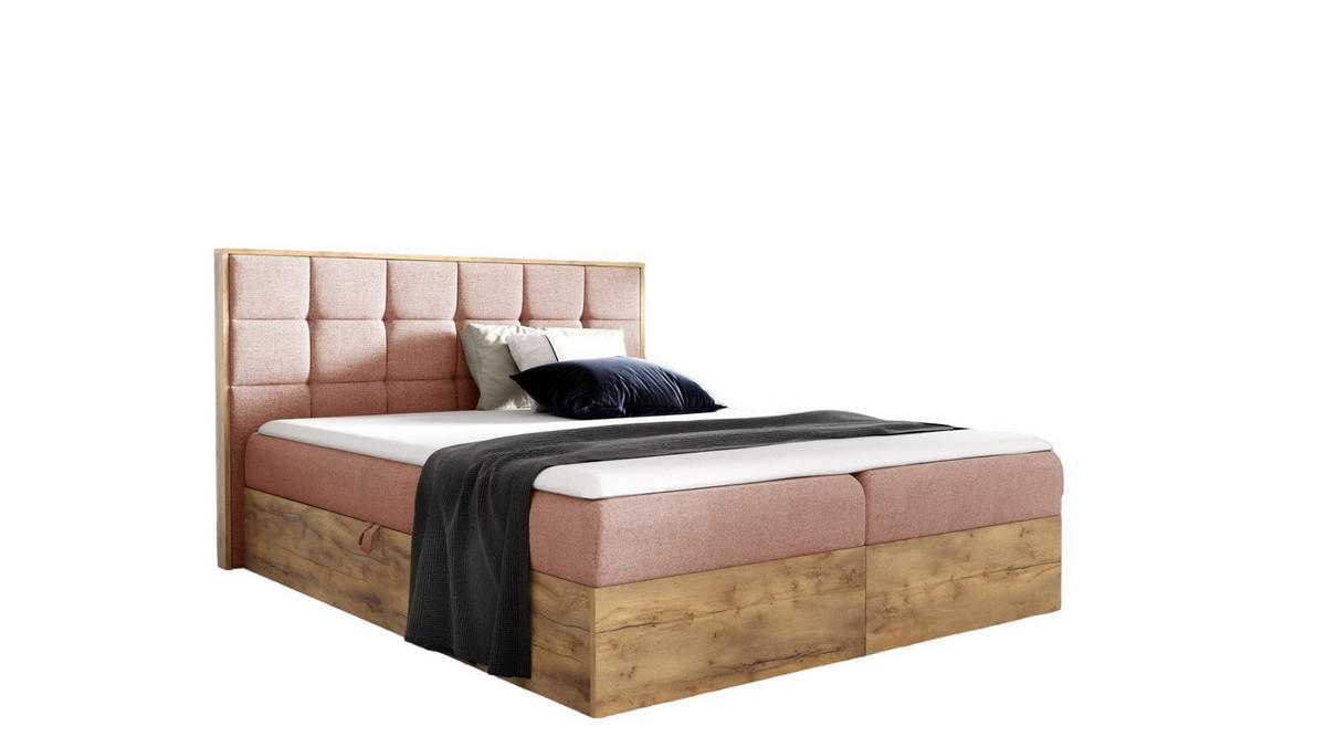 BOXSPRINGBETT BIZON 140x200 Rosa Faro - H3 - Altrosa, Textil (140/200cm) - AN-Moebel 4u
