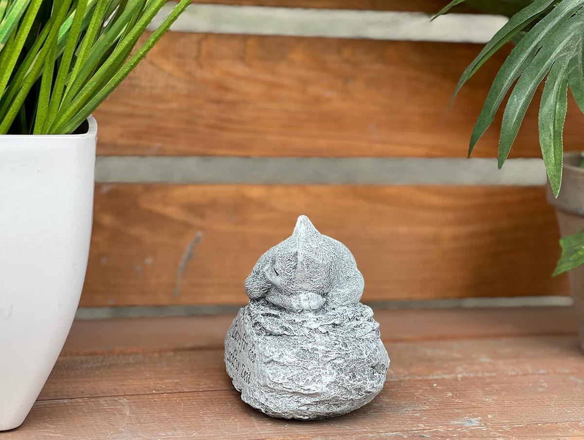 STEINFIGUR Katze Danke für die schöne Zeit Grabstein frostfest massiv - Grau, Stein (10/8/6cm) - stoneandstyle