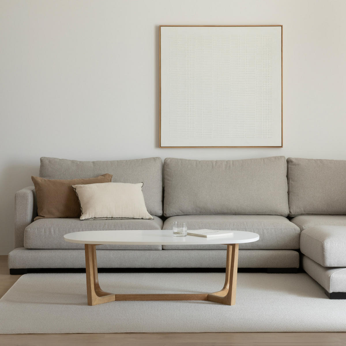 COUCHTISCH Oval Natur - Weiß 120 cm x 40 cm - Braun, Holzwerkstoff (60/120/40cm) - Kenay Home