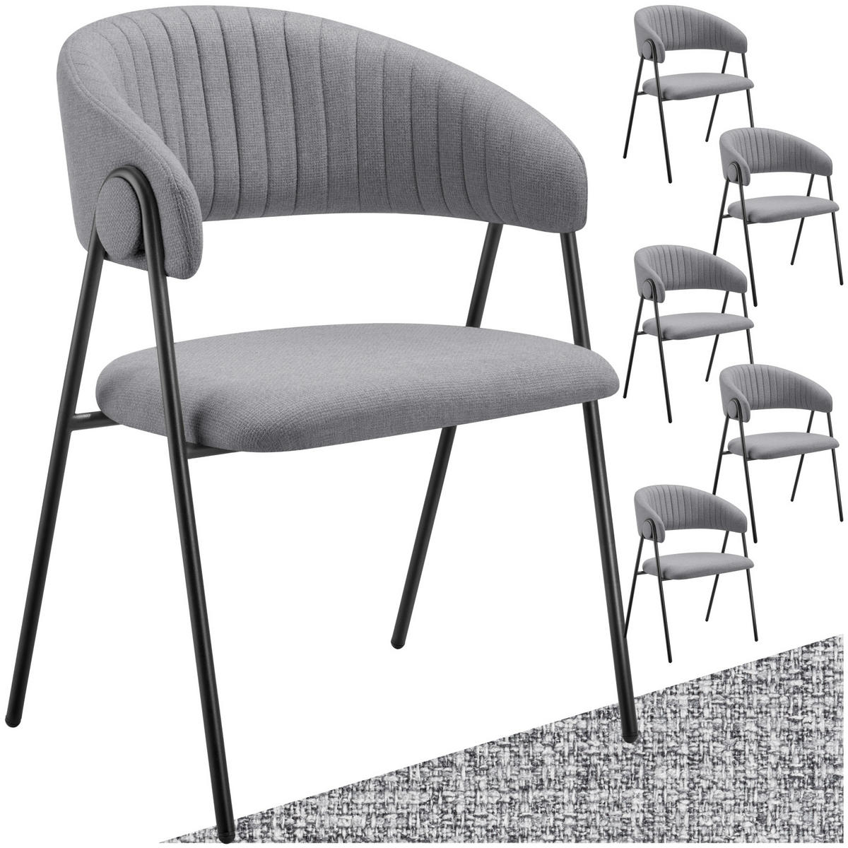 ARMLEHNSTUHL 6er Set Bedano 60 x 58 x 85 cm grau - Grau, Kunststoff (60/85/58cm) - tectake