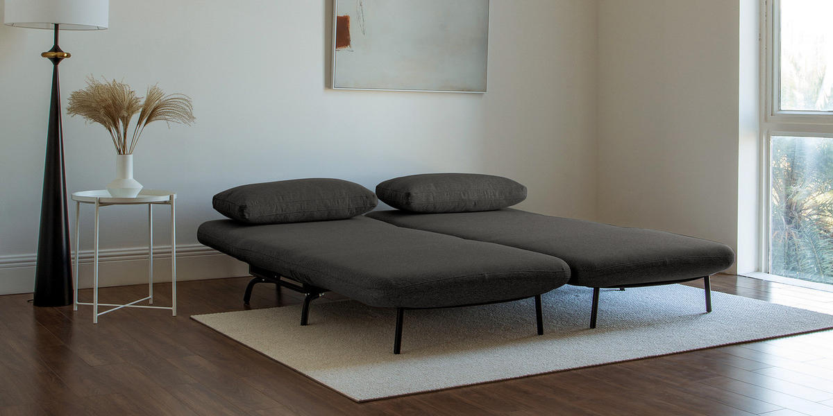 SCHLAFSOFA mit Relaxfunktion - Webstoff - Anthrazit/Schwarz, Textil/Metall (184/78/85cm) - home24