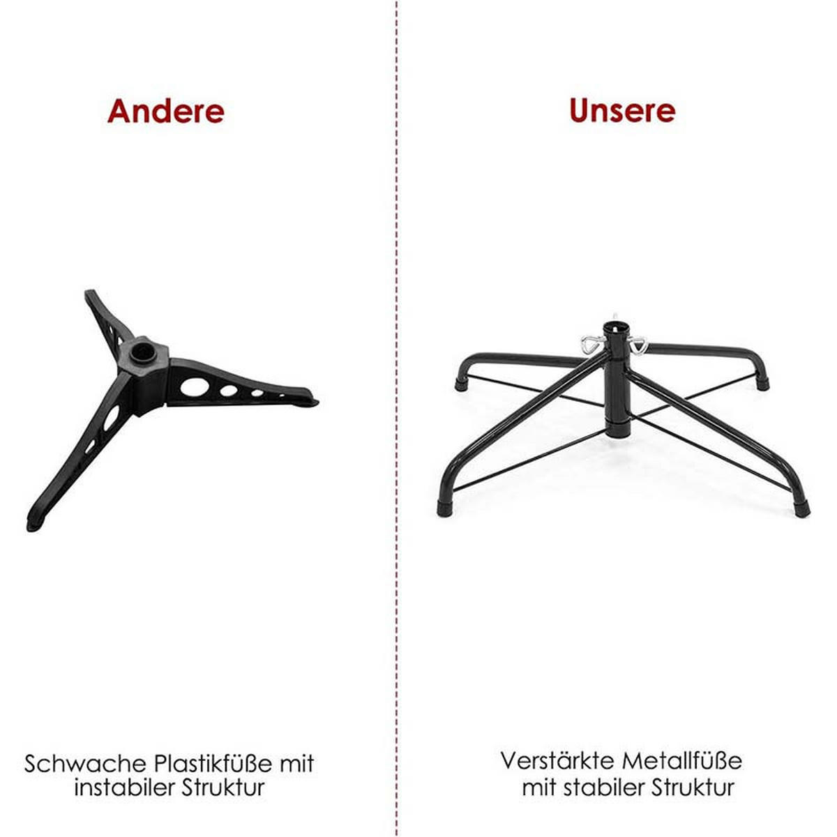 WEIHNACHTSBAUM mit Metallständer 150cm Weiß - Weiß, Metall (150cm) - COSTWAY