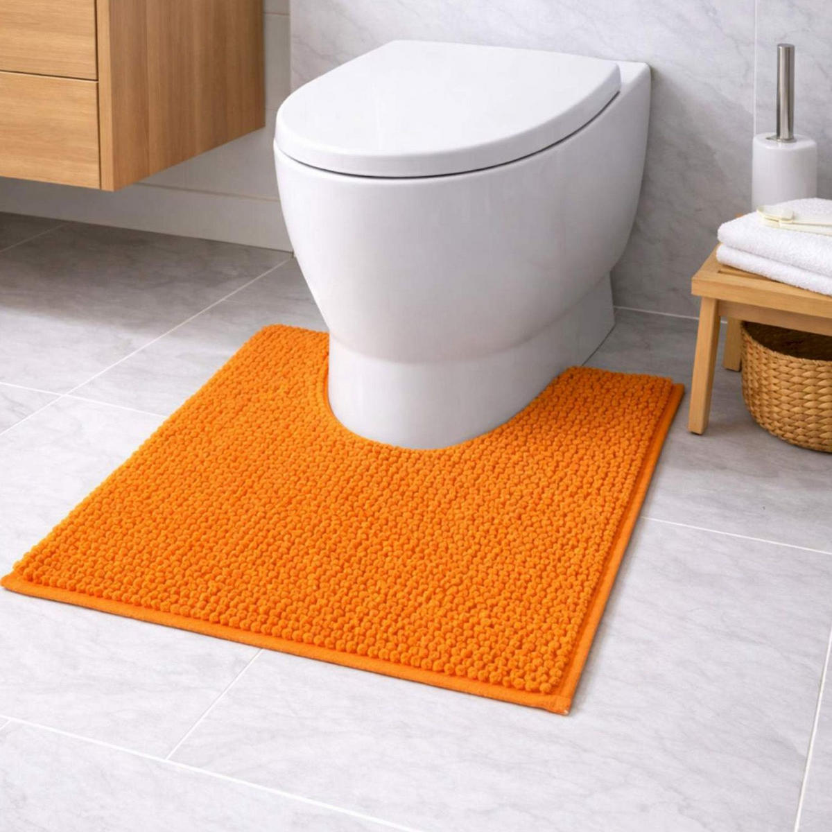 BADEMATTE MIT WC AUSCHNITT PARIS - Orange, Textil (45/45cm) - WohnDirect