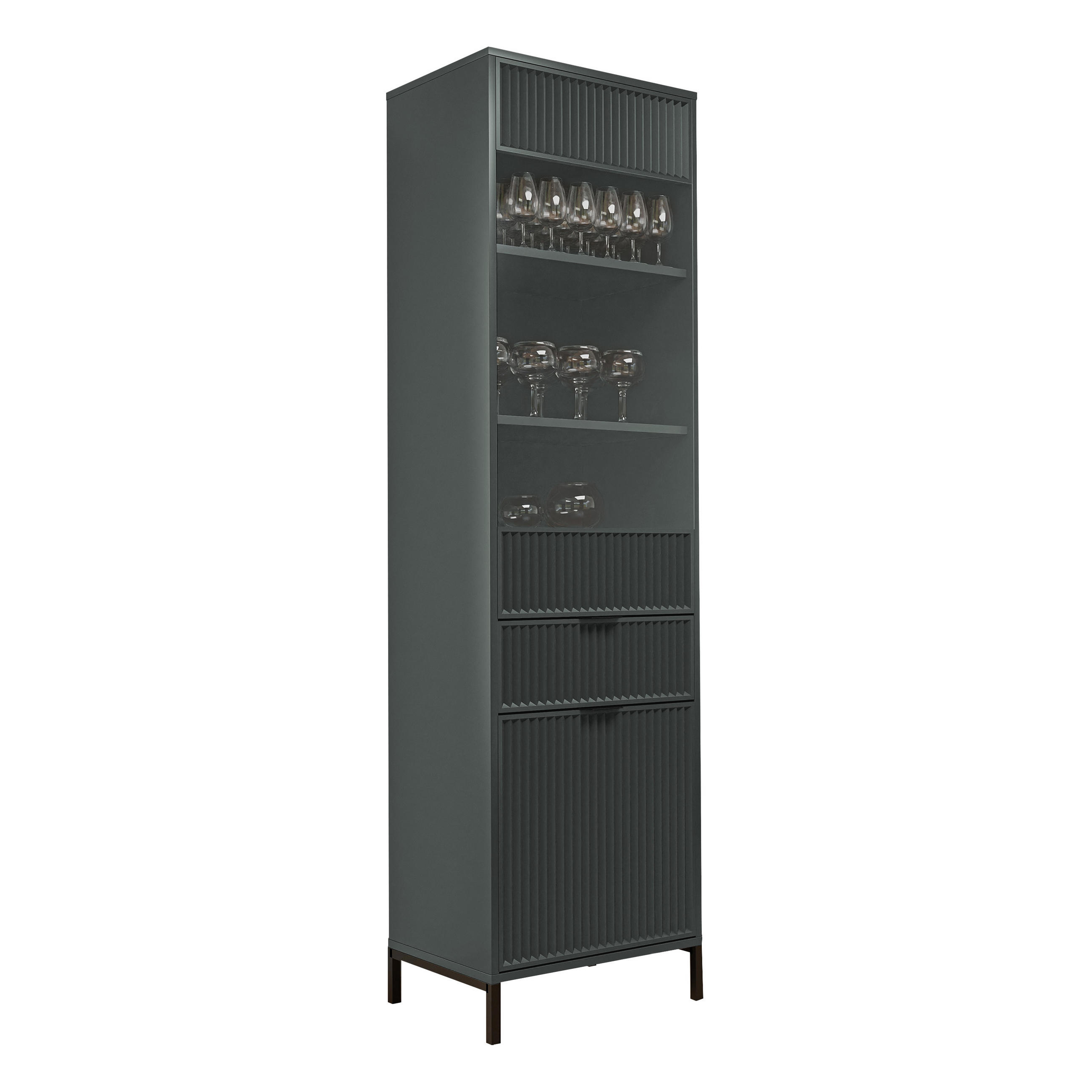 GLASVITRINE klein mit 1 Schublade und 2 Türen, Grün - Grün, Holzwerkstoff (196/55/41cm) - Idohome