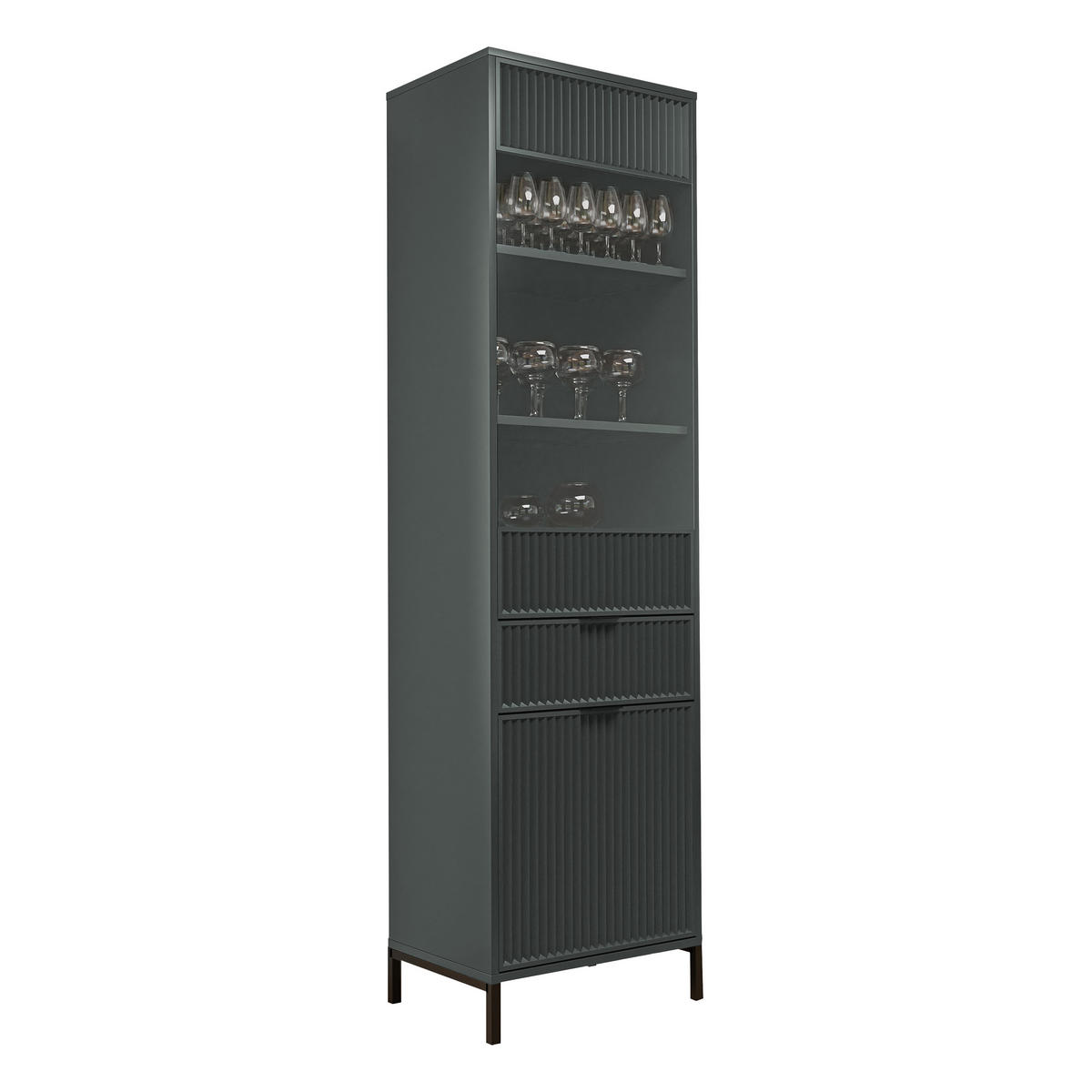GLASVITRINE klein mit 1 Schublade und 2 Türen, Grün - Grün, Holzwerkstoff (196/55/41cm) - Idohome