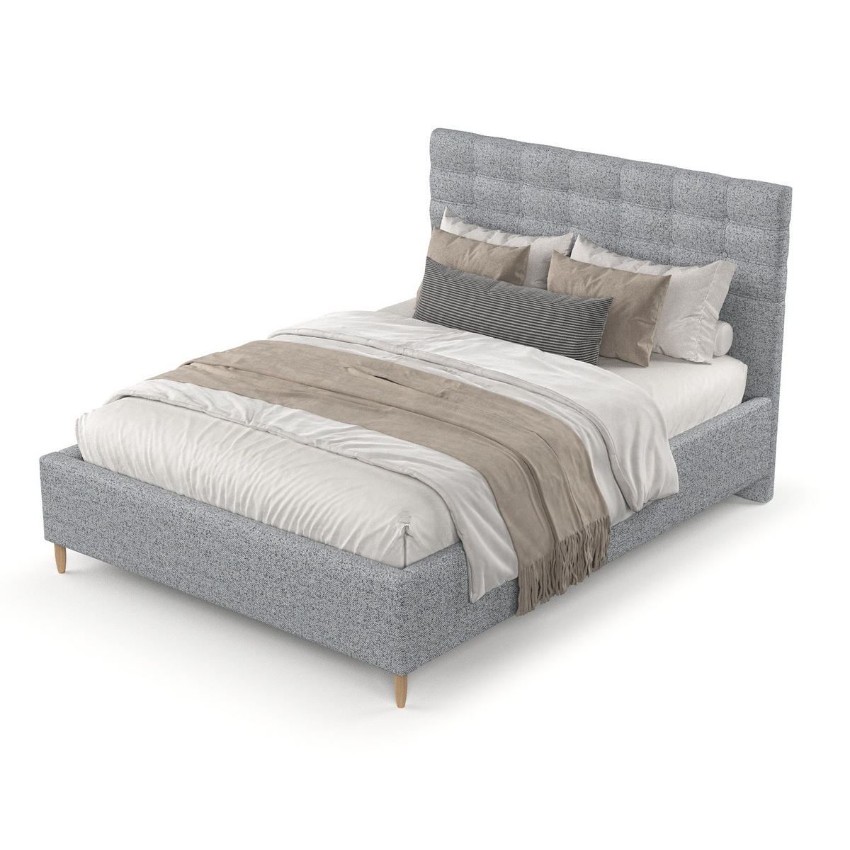 POLSTERBETT Soma 180/200 cm Grau im Riva Stoff - Naturfarben/Grau, Holz/Holzwerkstoff (180/200cm) - AltaBeds