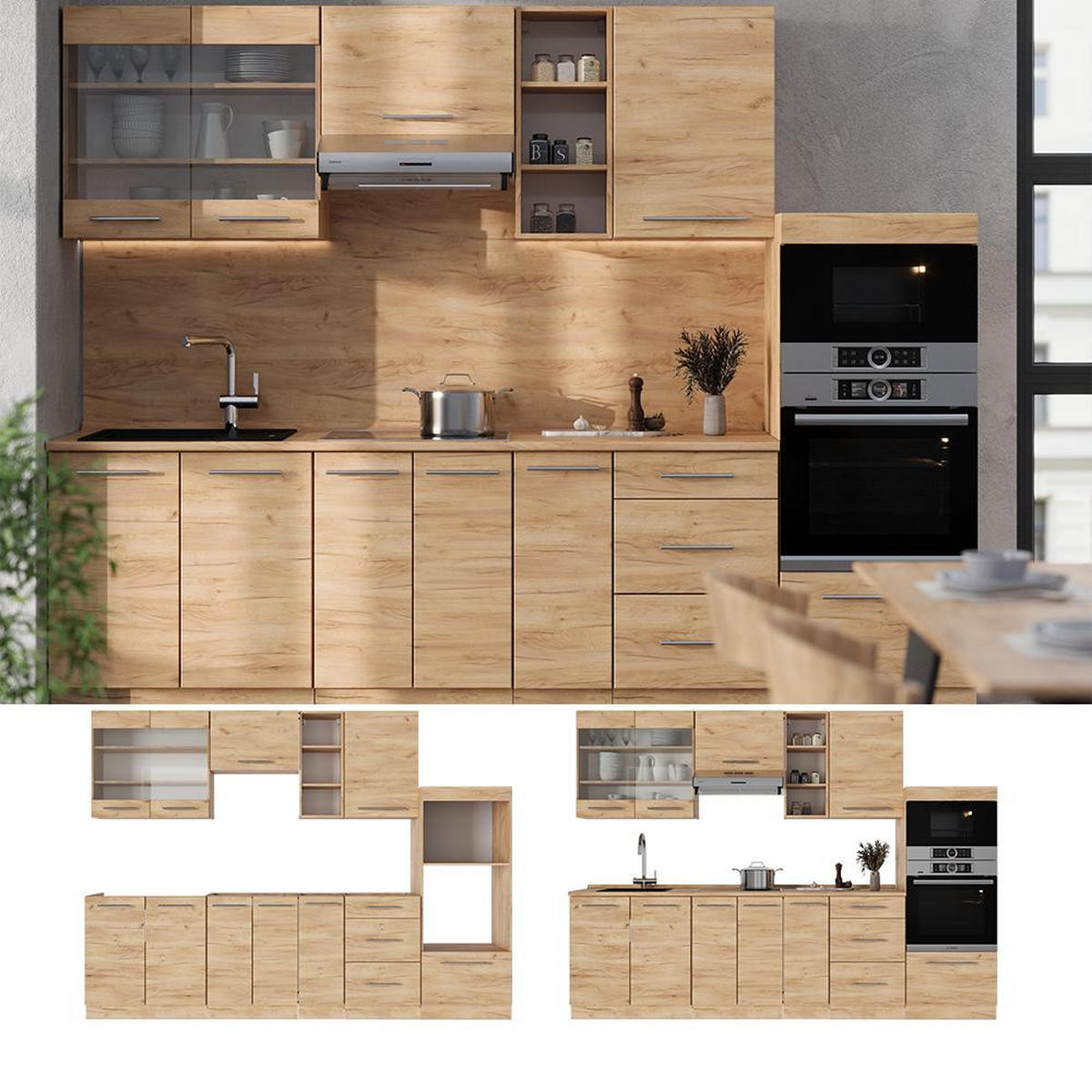 CHICINETĂ Fame-Line Stejar Goldkraft 280 cm , AP Marmură - stejar miere, compozit lemnos (280/153.6/60cm) - Vicco