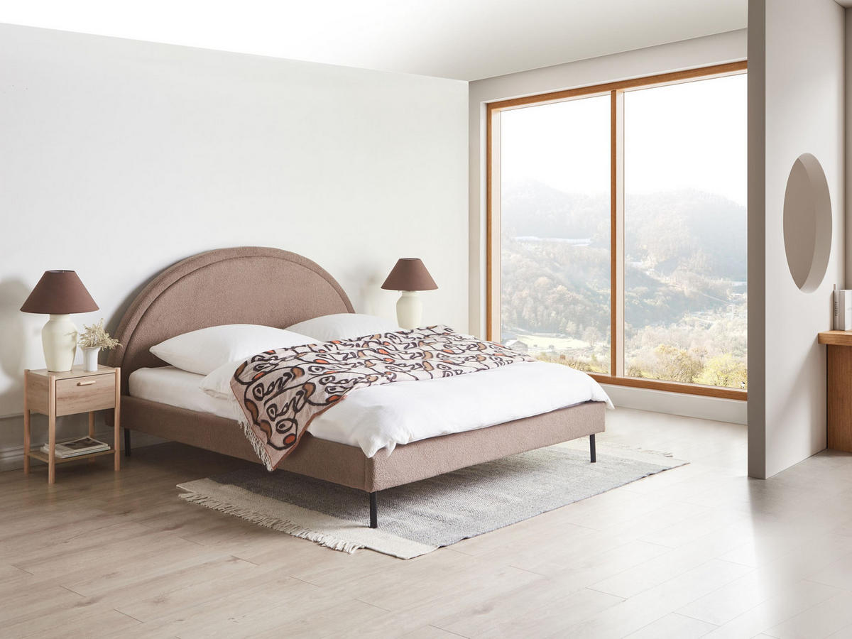 BETT mit Lattenrost 180x200 cm Beige Margut - Taupe, Textil (180/200cm) - Beliani