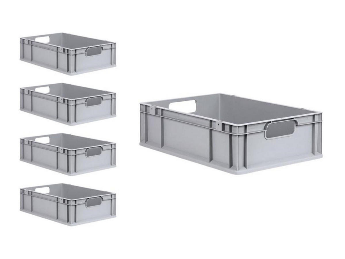 EUROBOX 5x Nextgen Economy Griffe Offen 17x40x60cm 34 Liter - Grau, Kunststoff (40/17/60cm) - PROREGAL